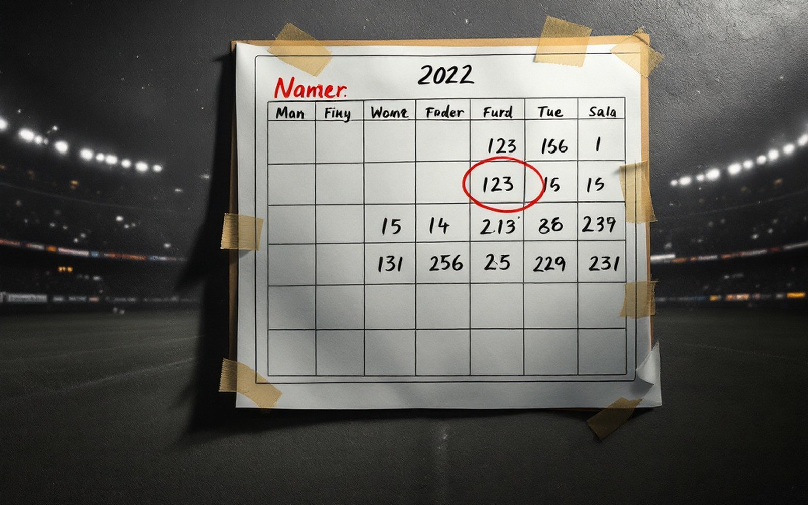 A wall calendar with a date circled in marker