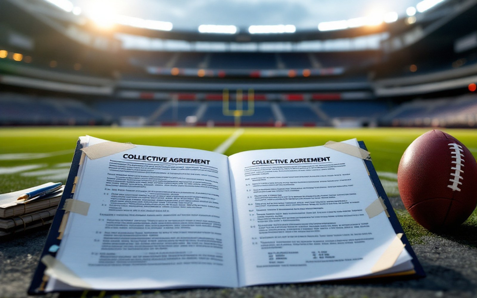 A printed collective agreement open at a tabbed page